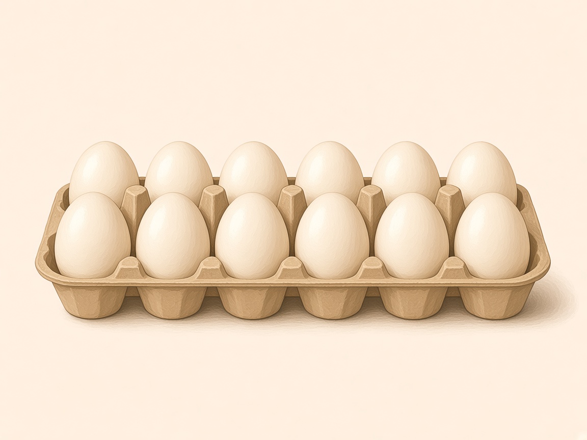 A dozen eggs in a carton